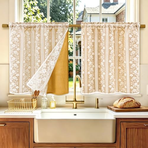 ASPMIZ Linen Kitchen Curtains Double Layer Kitchen Window Curtains 24 Inch - Image 6