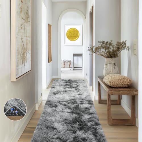 Ophanie Tie-Dyed Grey Area Rugs 2x6 by Ophanie
