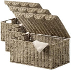 StorageWorks Scalloped Edge Wicker Basket, Seagrass Storage Baskets by StorageWorks