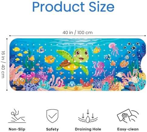 Baby Bath Mat for Tub, Non Slip Kids Bath Shower Mat, 40 X 16 Inch - Image 2