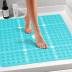Large Square Shower Mat Bathtub Bath Mat Non Slip Green 27"x27" - Image 2