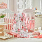 3 Pieces Flowers Crib Bedding Set Baby Ruffled Quilted Comforter - Image 4
