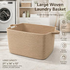 65L Large Laundry Basket with Handles, Woven Blanket Basket - Image 5