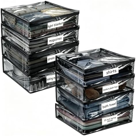 Plastic Storage Bags with Easy-Glide Zipper, Durable Clear Vinyl Zippered by Kikerike