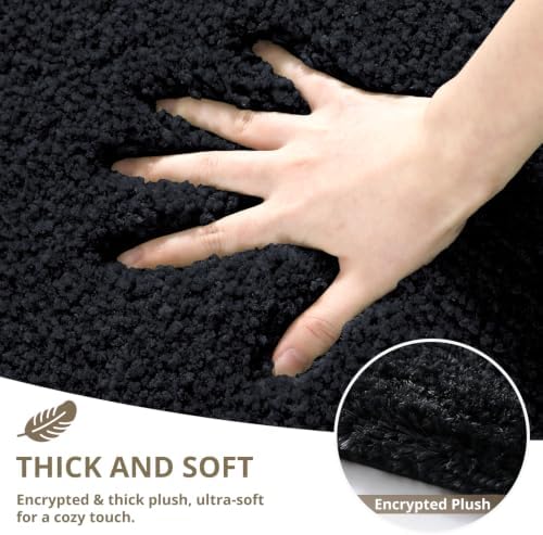 Polyester Bathroom Runner Rug 24"x72" Black, Soft Shaggy Bath Mat - Image 4