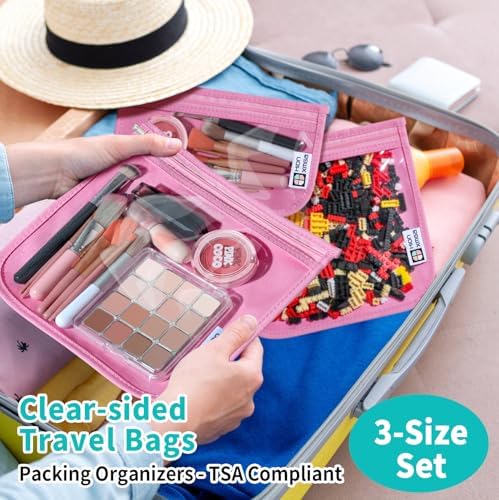 HIONXMGA Set of 3 Clear Travel Toiletry Bag, TSA Approved, Quart Size S/M/L - Image 2