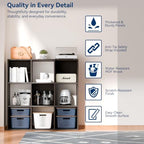 Whitmor 9 Cube Storage Organizer, 3 Tier Stackable MDF Wood Bookcase, Open - Image 3