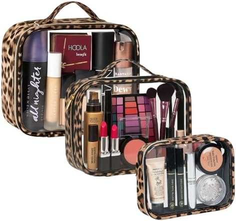 3 Pack Clear Toiletry Bag for Women, TSA Approved Organizer for Travel Size by FFpaw