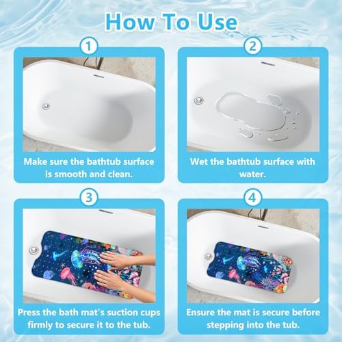Baby Bath Mat for Tub Non Slip – 40"x16" Extra Long Cartoon Bathtub Mats for - Image 7