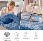 OLANLY Blue Round Rugs for Bedroom - Image 2