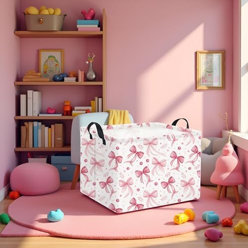 Rectangular Pink Basket for Girls Kids Baby Storage Basket Storage Bin - Image 3