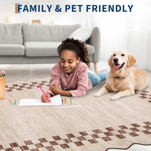 GarveeHome Scalloped Round Rug 4ft Non Slip Modern Solid Color Circle Rugs - Image 3