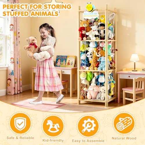 Stuffed Animal Storage Zoo Organizer Natural Pine Plushies Storage - Image 4