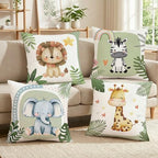 Cute Safari Animal Throw Pillow Cover, 18x18 Inch by Unknown