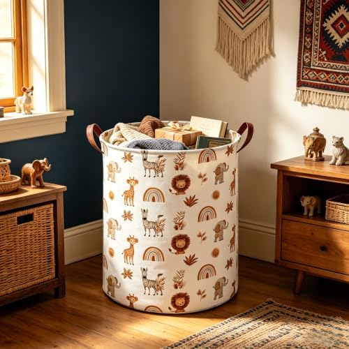 Boho animals Laundry Basket, Waterproof folding basket - Image 2