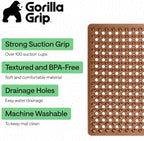 GORILLA GRIP Square Shower Stall Mat, Bathtub Floor Mat, 21x21 Brown - Image 2