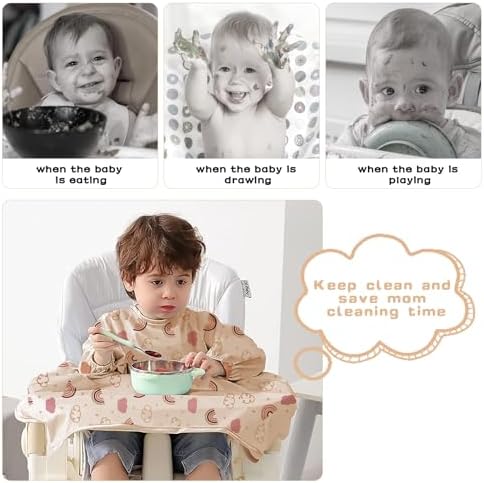 Vicloon Coverall Baby Feeding Bib, Weaning Bib Attaches to Highchair and Table - Image 4