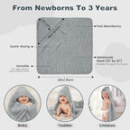 Muslin Hooded Baby Towels 2 Pack, 100% Cotton Baby Bath Towels - Image 5
