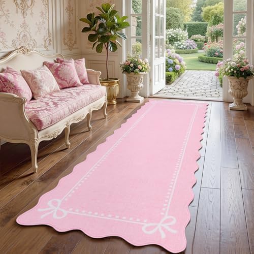 Garvee Scalloped Bow Runner Rug 2x6 Washable Kitchen Runner Rug Non-Slip by Garvee
