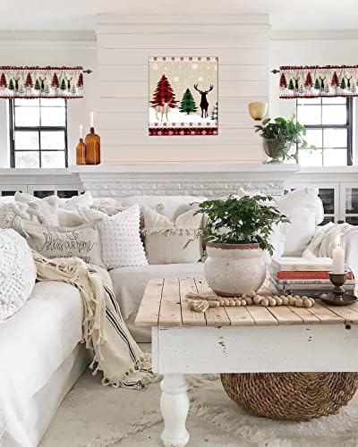 Farmhouse Christmas Kitchen Curtains Valances - Image 5