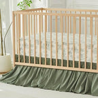 Brandream Crib Bed Skirt for Baby Girls Boys Gray Boho Bohemian Neutral Solid - Image 2