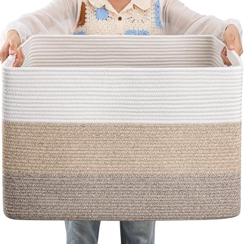 OIAHOMY Blanket Basket Laundry Basket Dog Toy Basket 108L Gradient Brown by MasterofSpaceOptimization
