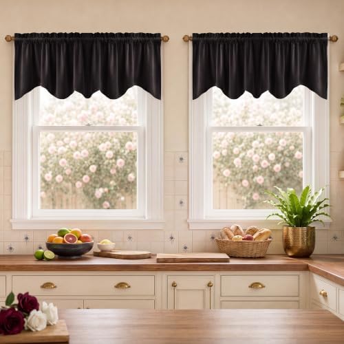 StangH Halloween Decor Black Velvet Window Valance, 52x18 Inch, 4-Panel Set by StangH