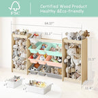 EXPERLAM Large Toy Storage Organizer, Wooden Stuffed Animal Storage & 12-Bins - Image 2