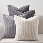 Topfinel Corduroy Throw Pillow Covers Pack of 2 Gray 16"x16" No Insert by Topfinel