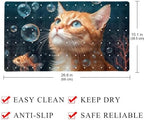 Bathtub Mat Non Slip 26.8x15.1In, Underwater Cat Fish Bath Mat - Image 4