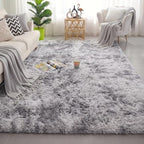 Amdrebio Tie-Dyed Light Grey Fluffy Large Rug 6x9 - Image 5