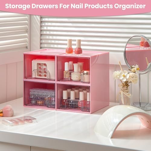 Vtopmart 4 Pack Small Clear Stackable Storage Drawers - Image 4