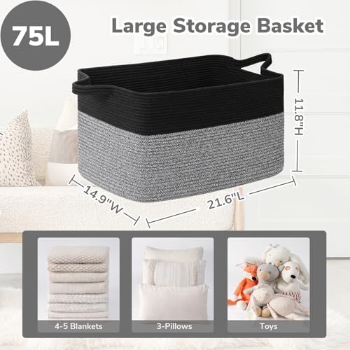 Goodpick Large Woven Rope Blanket Basket - Image 3