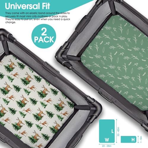 Pack n Play Sheets, BROLEX 2 Pack Mini Crib Sheets, Stretchy Portable Fitted - Image 3