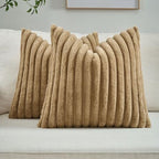 FUTEI Pack of 2 Faux Fur Throw Pillow Covers 16x16 Inch by FUTEI