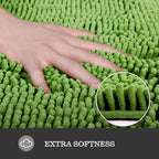 Yeaban Chenille Forest Green Bathroom Rug 30"x50", Non-Slip Rubber Backing - Image 2