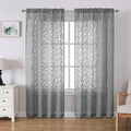 Lecloud Leia Charcoal Grey Sheer Curtains 72 Inches Long 2 Panels, Jacquard by Lecloud