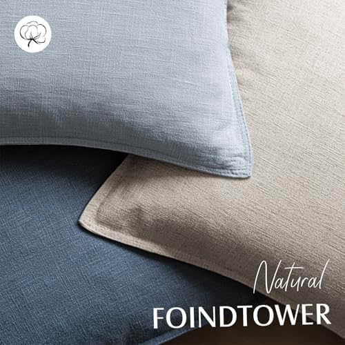 Foindtower Linen Solid Decorative Throw Pillow Covers 24x24 Inch Sky Blue - Image 4