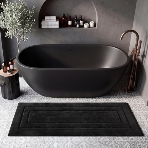 GRANNY SAYS Black Bathroom Runner Rug 59" x 24", Soft Microfiber Bath Mat by GRANNYSAYS