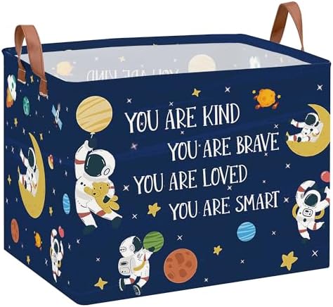 Space Room Decor Kid Storage Box, Boys Astronaut Planets Stars Organizer Toy by XHWZOF