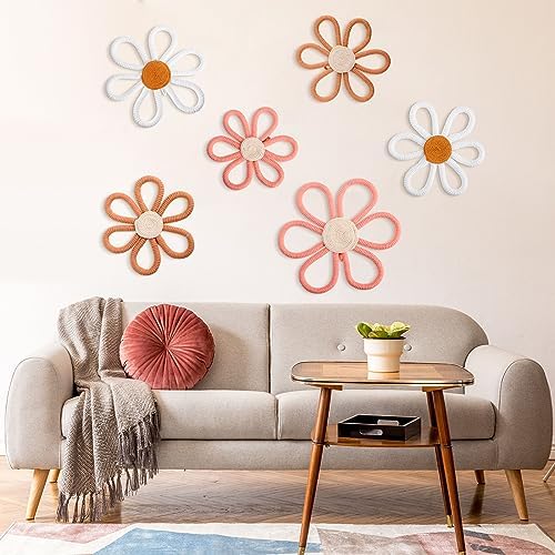 Barydat 6 Pcs Daisy Nursery Decor Retro Flower Pink by home
