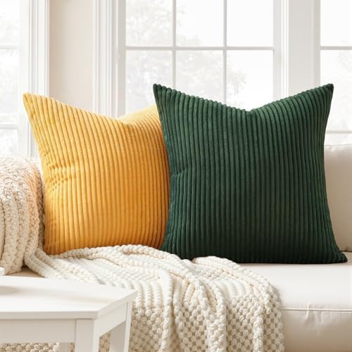 Topfinel 16x16 Inch Set of 4 Green Rust Throw Pillow Covers Boho Farmhouse - Image 2