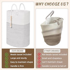 Woven Laundry Basket for Clothes, 65L Large Rectangle Laundry Hampers, Nursery - Image 4