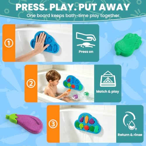 Silicone Bath Toys for Kids Ages 1-3 Toddler Veggies Matching Puzzles Set - Image 4