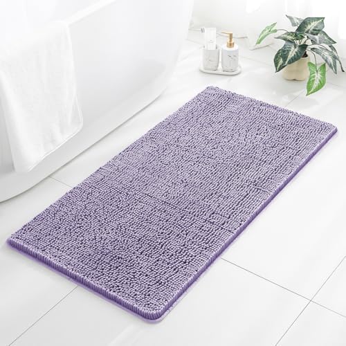 Chenille Bathroom Rug 26"x44" Lavender, Non-Slip Plush Bath Mat by Kildoss