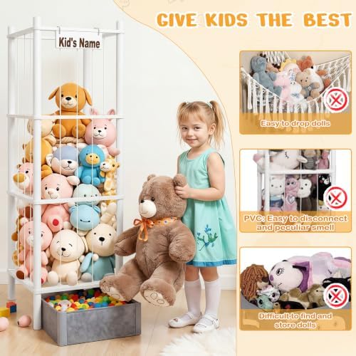 Stuffed Animal Storage with Toys Tray, 57In Large Wooden Stuffy Plushies - Image 4