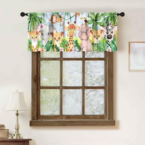 Jungle Safari Animals Window Valance, Woodland Jungle Animals Lion Giraffe - Image 2