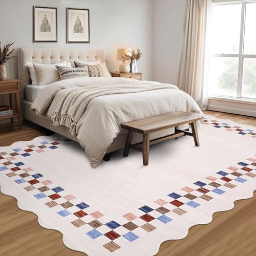 GarveeHome 8x10 Rug for Living Room Scalloped Washable Large Bedroom Rugs - Image 2