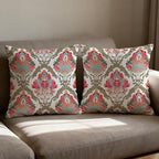 Boho Vintage Damask Floral Pillow Covers 18x18 Set of 2, Ethnic Indian Block - Image 4
