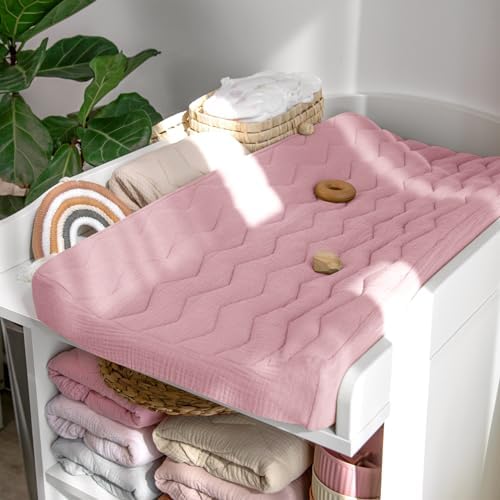 lulumoon Muslin Changing Pad Cover: Quilted Cotton Gentle on Baby's Skin - Image 2